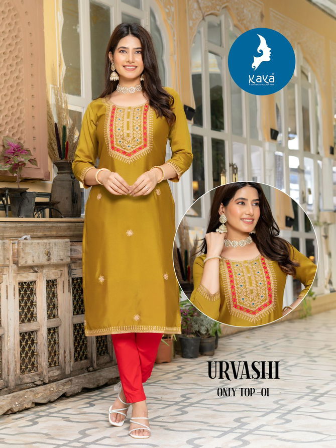 Urvashi By Kaya Vichitra Silk Designer Kurtis Wholesalers In Mumbai
